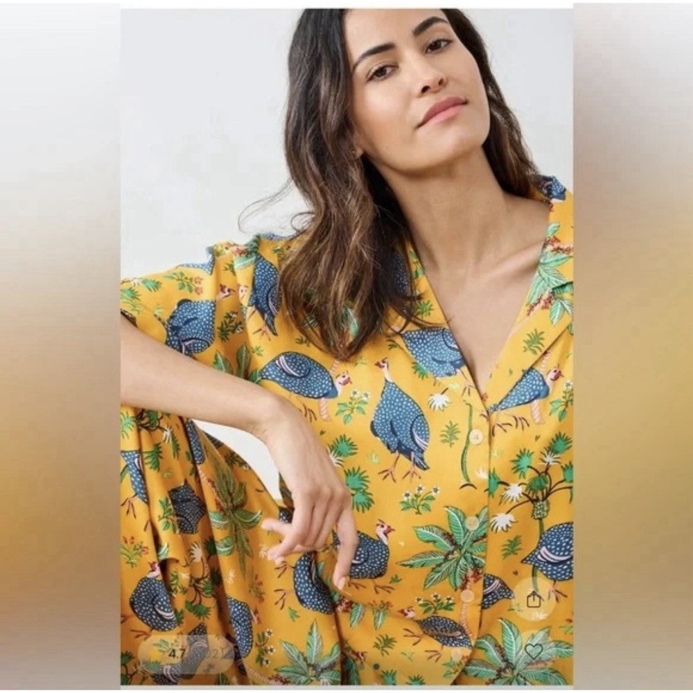 Printfresh Pajama Set Size XS Guinea Hen Pajama Top & Crop Pants NWT